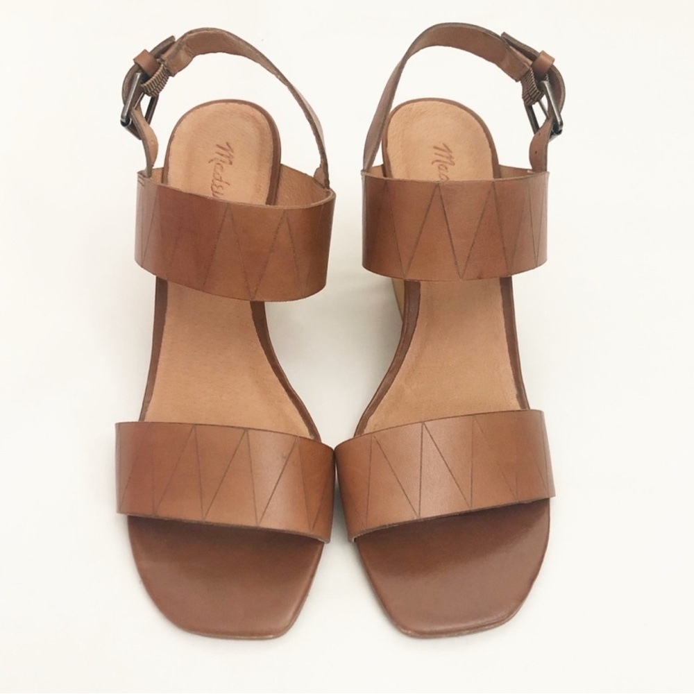 Madewell Zigzag Slingback Wooden Block Chunky Heel Sandals - 10